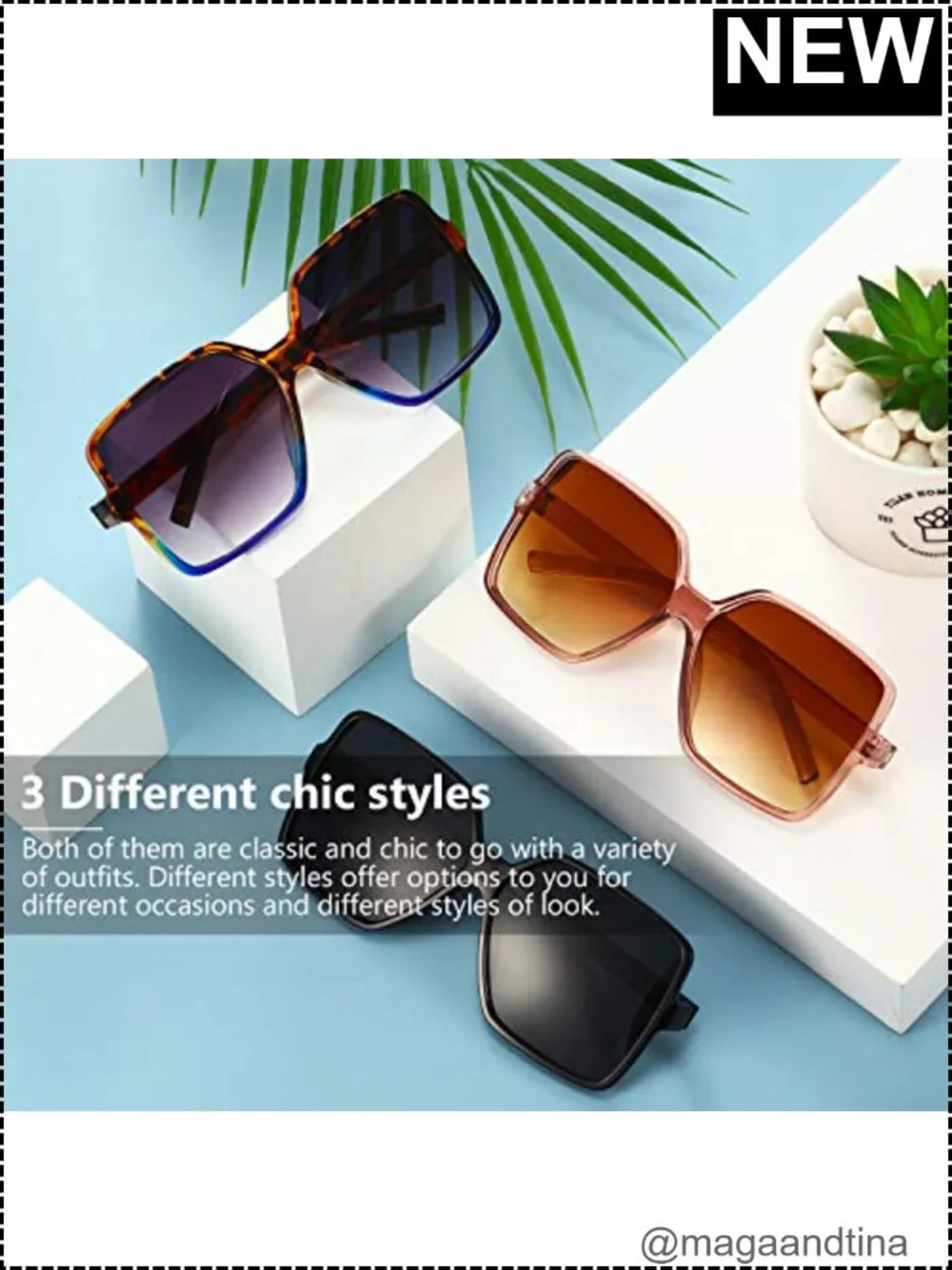 Vintage Oversized Square Sunglasses for Women with UV Protection